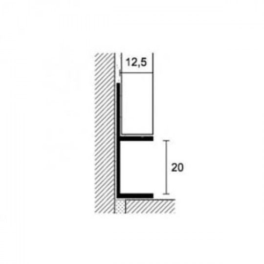 Ēnu profils 2,7m/12,5*20/sudrabs matēts.