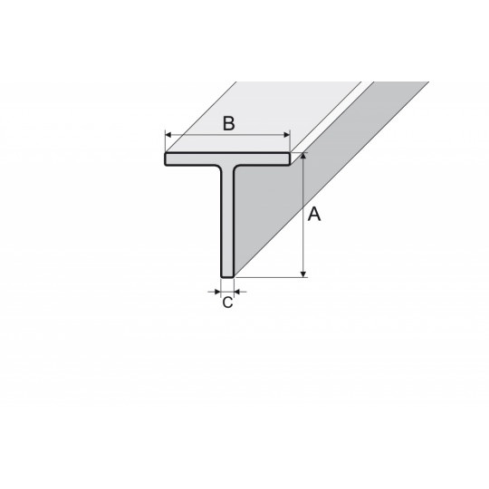 T-veida profils 1,0m/15*15*1,5/spīdīgs sudrabs