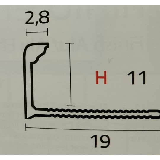 Flīžu profils 2,5m/2,8*11/granīts sarkans