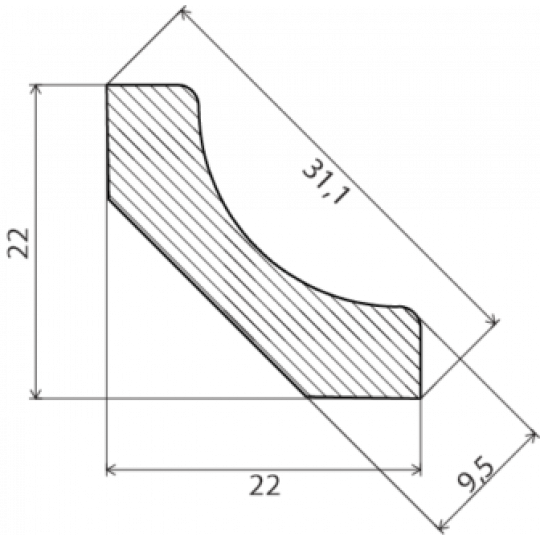 Koka iekšējā stūrlīste 2,4m/22*22/priede Koka iekšējā stūrlīste 2,4m/22*22/priede