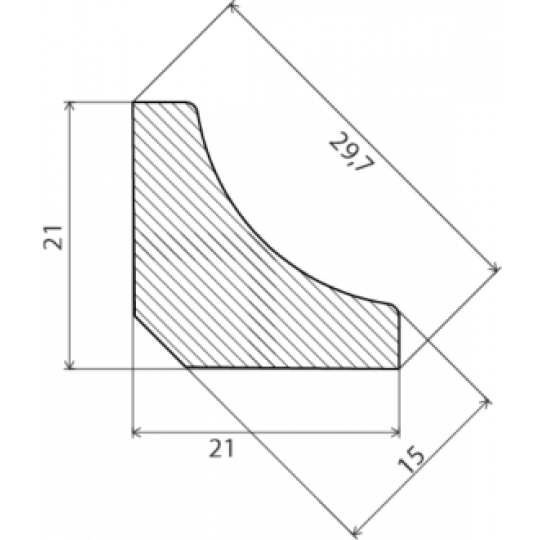 Koka iekšējā stūrlīste 2,7m/22*22/priede 