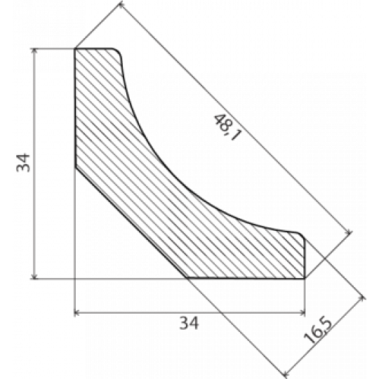 Koka iekšējā stūrlīste 2,4m/35*35/priede Koka iekšējā stūrlīste 2,4m/35*35/priede