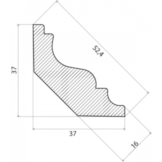 Koka iekšējā stūrlīste 2,7m/37*37/priede Koka iekšējā stūrlīste 2,7m/37*37/priede
