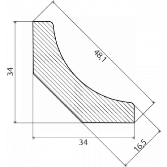Koka iekšējā stūrlīste 2,7m/48*48/priede Koka iekšējā stūrlīste 2,7m/48*48/priede