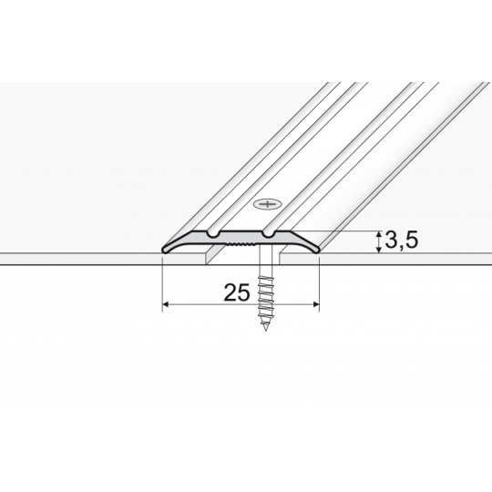 Grīdas profils 2,7m/25*3,5/sudrabs matēts