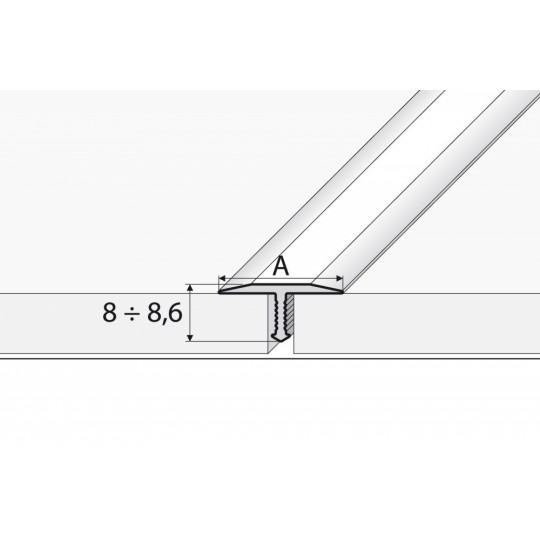 T-veida profils 2,5m/26*9/zelts matēts.