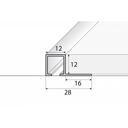 Flīžu profils Q-veida 12x12mm 2,5m Inox 