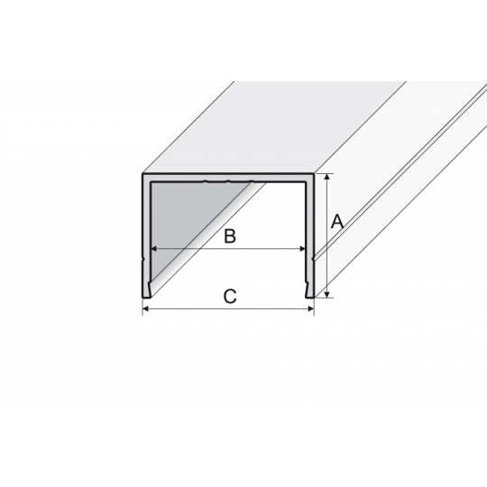 U-veida profils 2,0m/20*25*27,6/sudrabs matēts .