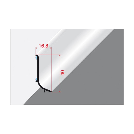 Alumīnija grīdlīste 2,7m/40*16,8/sudrabs matēts Q6307