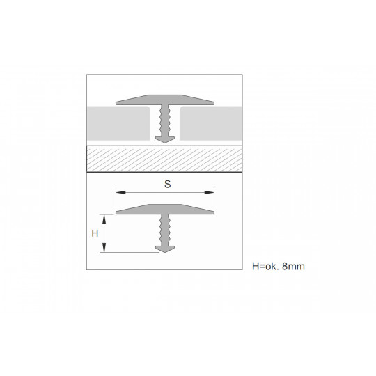 T-veida profils 2,5m/8*14/alum.natur. .