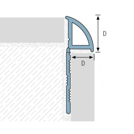 Flīžu ārējais profils PVC 2,5m/6*8/ Flīžu ārējais profils PVC 2,5m/6*8/