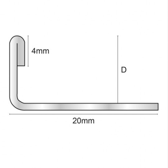 Tērauda grīdas un sienas profils 2,5m/2*8/slīpēts 