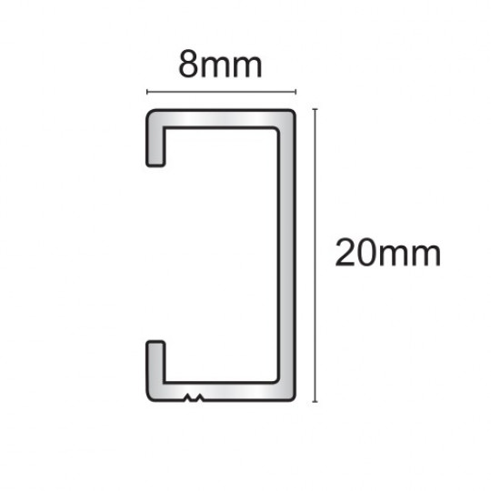 Listella 2,5m/20*8/matt melns 