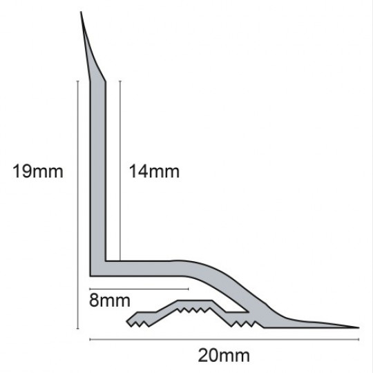 Sanitārais profils 1,8m/19*20/Balts. .